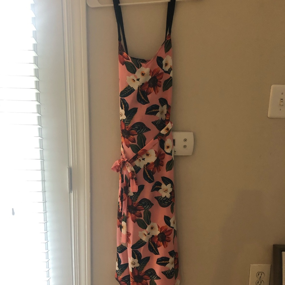 New look tie waist floral midi slip dress